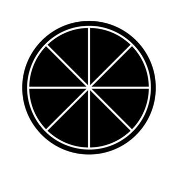 Black circle divided into 8 slices isolated on white background. Round shape cut in eight equal parts. Simple circular diagram, statistic wheel, business pie chart. illustration vector