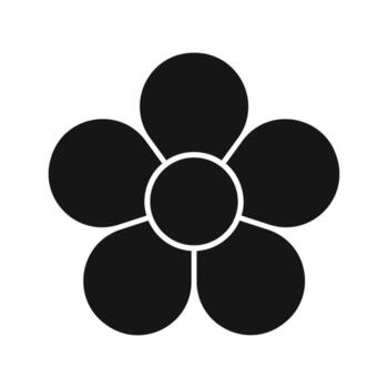 Flower silhouette with core and 5 petals. Diagram divided on five equal segments in leaf shapes isolated on white background. Floral chart layout for data presentation. graphic illustration vector