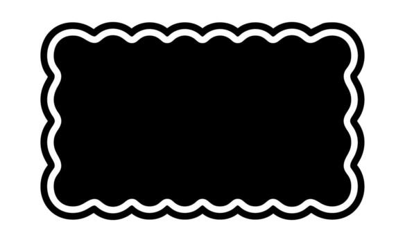 Rectangle shape with scalloped edges. Rectangular form with undulate borders. Empty text box, banner, tag or label isolated on white background. graphic illustration vector