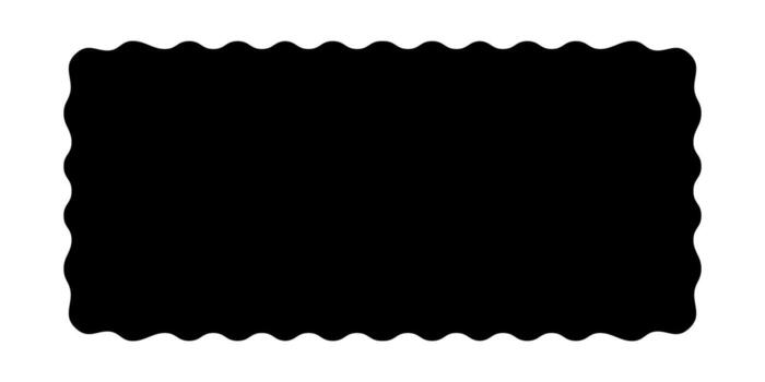 Rectangle shape with wavy edges. Rectangular form with curvy borders. Empty text box, stamp, tag or label isolated on white background. graphic illustration vector