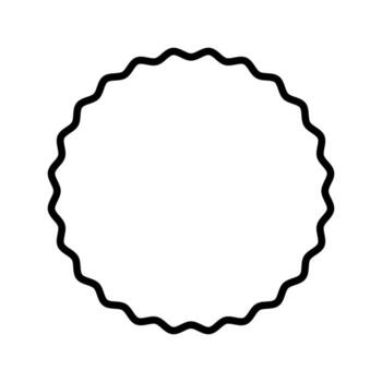 Wiggly circle frame. Round shape with curvy borders. Wavy vignette, mirror framing, empty textbox or tag, design element for scrapbooking albums. graphic illustration vector