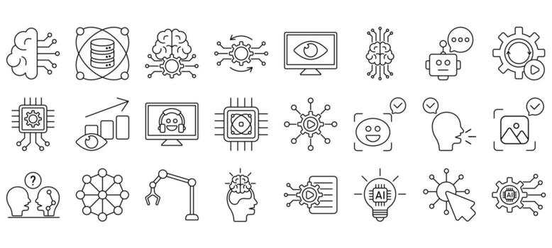 conjunto de artificial inteligencia íconos vector
