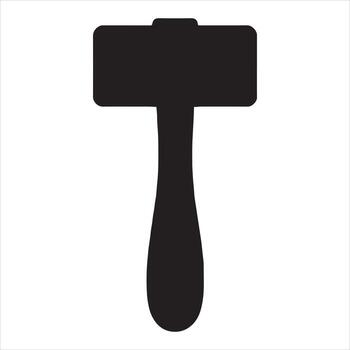 Silhouette of a black rubber mallet with a rectangular head and tapered handle vector