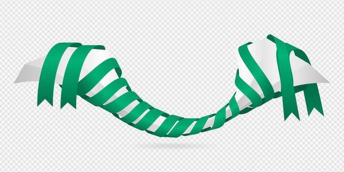 blanco 3d objeto envuelto en dos verde cintas en un blanco antecedentes vector