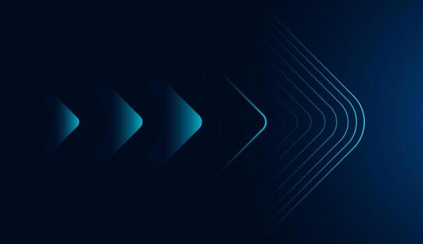 Glowing blue arrows pointing to the right, symbolizing movement, progress, and forward-thinking. illustration vector