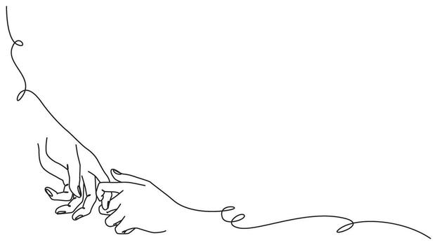 continuo línea dibujo representando conexión y amor con amable toque vector