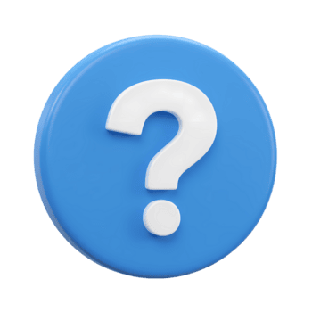 Shiny question mark rendered in white against a blue button with a transparent background for versatile use. png