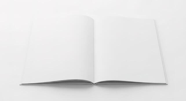 Blank White Book Mockup Open Pages on White Background. photo