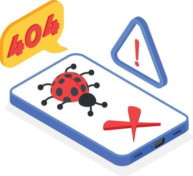 404 Error Page Bug and Not Found Concept vector
