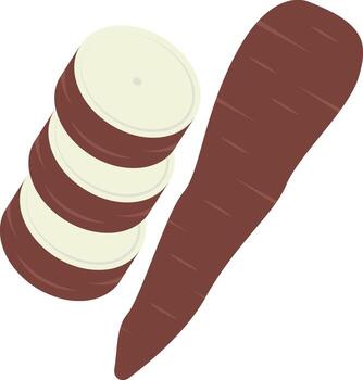 Cassava Root and Slices Flat Illustration. Clean Icon Design Element on Transparent Background vector