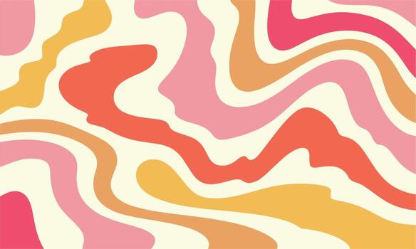 Abstract Swirling Waves in Retro Color Palette background vector