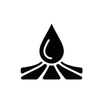 Hydrophobic Surface Icon Showing Liquid Drop Rolling Off with Impermeable Coating Layer vector