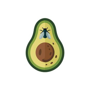 Whimsical Avocado Slice with a Tiny Fly Adding a Touch of Unconventional Charm vector
