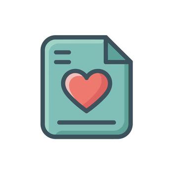 Icon of Document with Heart Symbol for Romance and Affection Related Occasions vector
