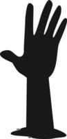 Zombie Hand Silhouette. Spooky Zombie Arm Element. vector