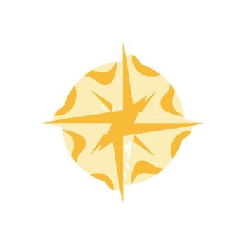 Yellow and white compass rose with cardinal points for navigating a ship during a Columbus Day exploration journey. vector