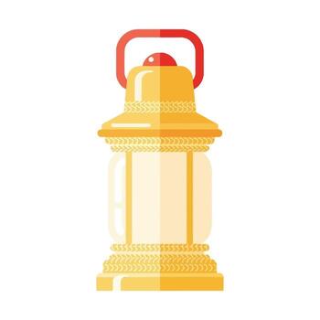 yellow lantern with red handle on white background vector