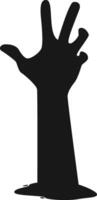 Zombie Hand Silhouette. Scary Zombie Arm Silhouette vector