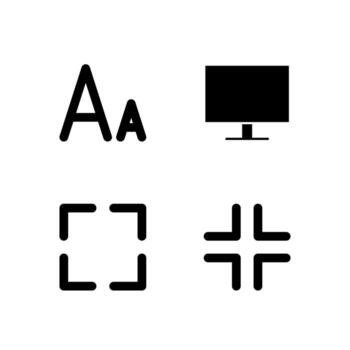 Font Size Screen Fullscreen and Exit Fullscreen Solid Icon Set for Mobile Interface Design vector