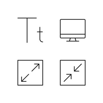 Font Size Screen Fullscreen and Exit Fullscreen Line Icon Set for Mobile Interface Design vector
