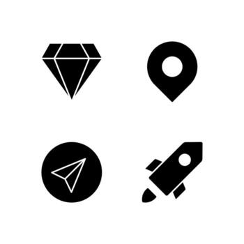 diamante alfiler Brújula y cohete sólido icono conjunto para digital plataforma diseño sistema vector