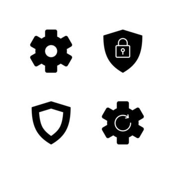 Settings System Update Security and Shield Solid Icon Set for Device Management UI vector