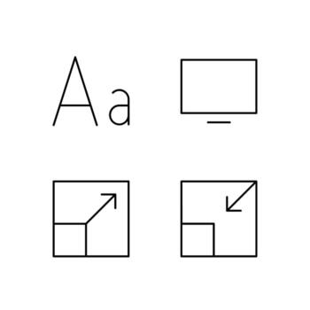 Font Size Screen Fullscreen and Exit Fullscreen Line Icon Set for User Interface Control vector