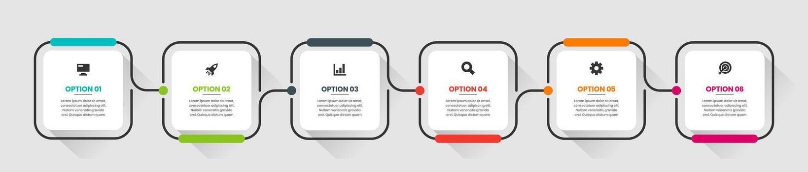 infografía elemento diseño plantillas con íconos y 6 6 opciones adecuado para proceso diagrama, presentaciones, infografía vector