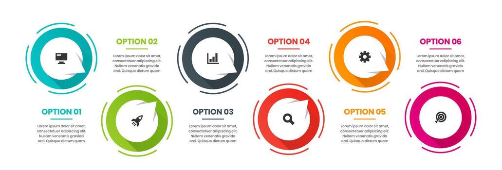 Circle Infographic Element Design Templates with Icons and 6 Options. Suitable for Process Diagram, Workflow Layout, Banner, Flow Chart, Infographic vector