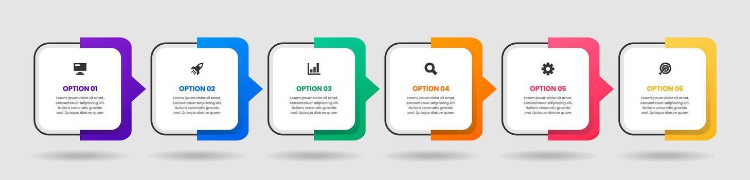 Infographic Element Design Templates with Icons and 6 Options. Good for Process Diagram, Presentations, Workflow Layout vector