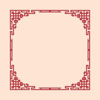 A red frame with white background. The frame is square and has a red border. The frame is made of lines and has a very simple design vector