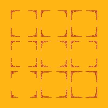 Geometric red patterns on yellow background vector