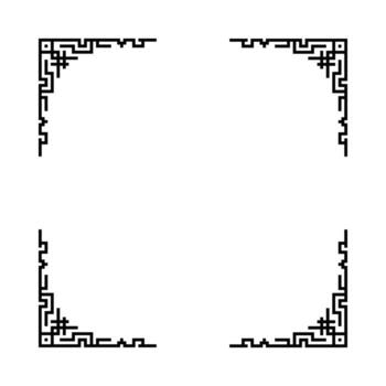 black and white frame with a white background. The frame is square and has a decorative border. vector