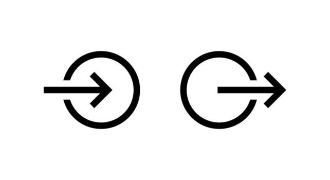 Login and logout icon. Enter and exit symbol. Arrow in circle for user account access vector