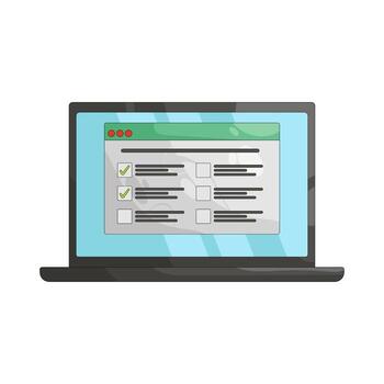Illustration of Laptop Showing Online Form with Checkmarks vector