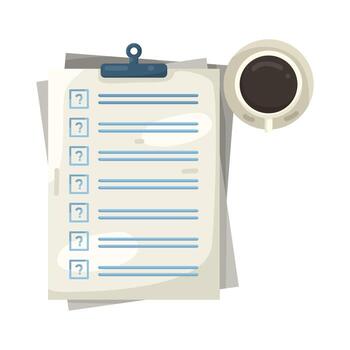 ilustración de Lista de Verificación con pregunta marca vector