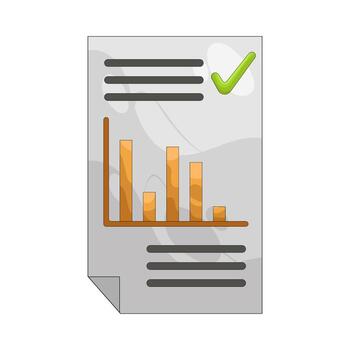 Bar Graph Report with Check Mark Illustration vector