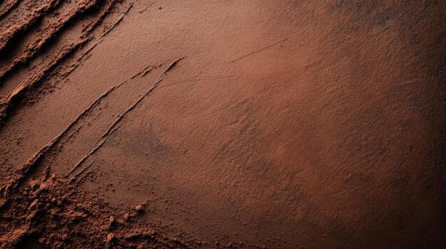 Rich brown cocoa powder spread out on a textured surface photo