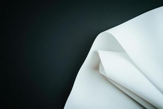 Curled white paper on a dark background creates a minimalistic aesthetic photo