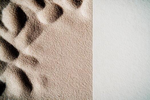Detailed close-up of textured sand patterns in a minimalistic setting photo