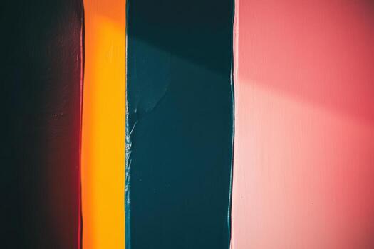 Colorful vertical stripes create a modern art display on a wall photo