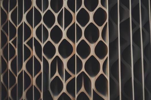 Intricate wooden wall design showcasing geometric patterns and textures photo