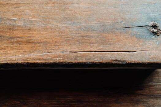 Wooden surface with natural grain and texture under soft lighting photo