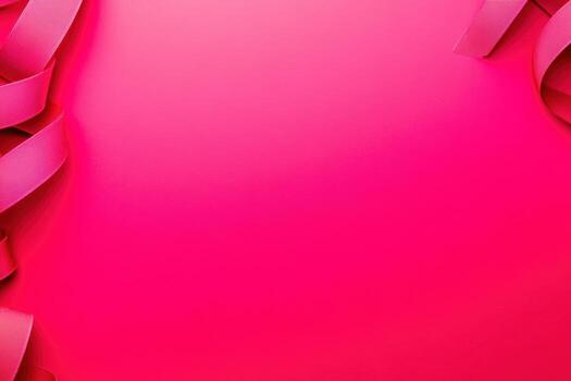 Bright pink background with ribbons creating a festive atmosphere photo