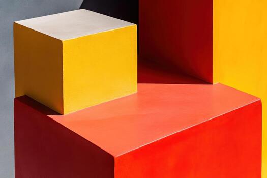 Bold geometric shapes in bright colors create striking visual contrast photo