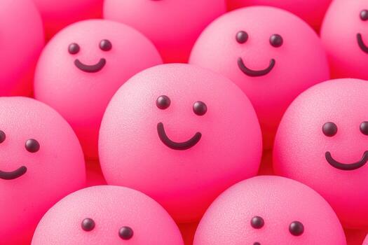 Cheerful pink smiley faces arranged in a vibrant pattern on display photo