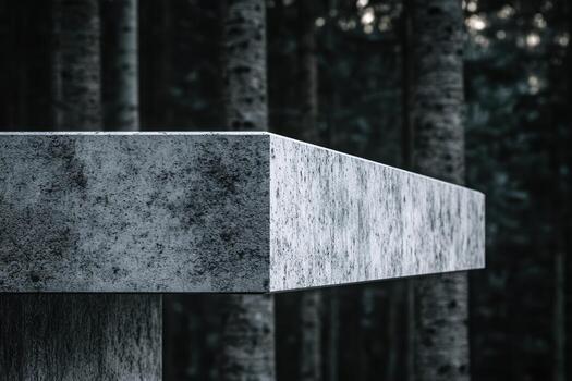 Concrete structure amidst dark forest captures modern architectural design photo