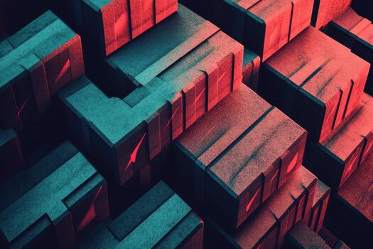 Abstract geometric pattern with contrasting textures and colors in vibrant hues photo