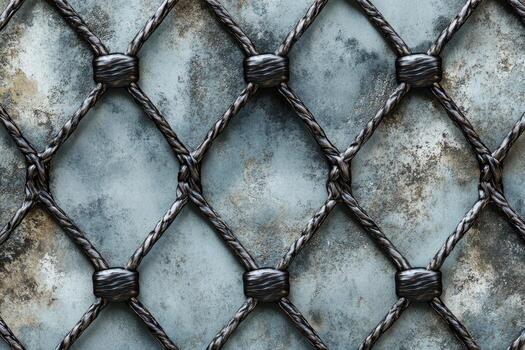 Metal lattice design with textured surface and intricate knot patterns photo