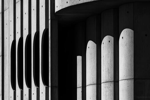 Modern architecture showcases concrete patterns with dramatic shadows photo